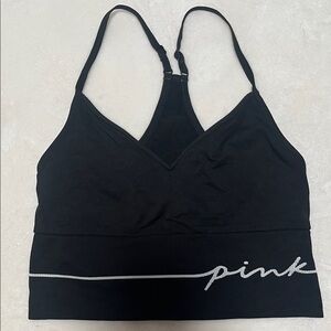 PINK Victoria's Secret Black Logo Racerback Bralette